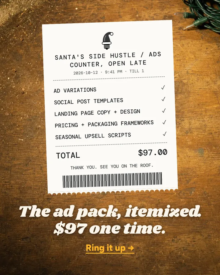 Static ad for Santa's Side Hustle