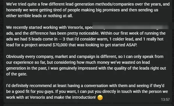 A message from a client