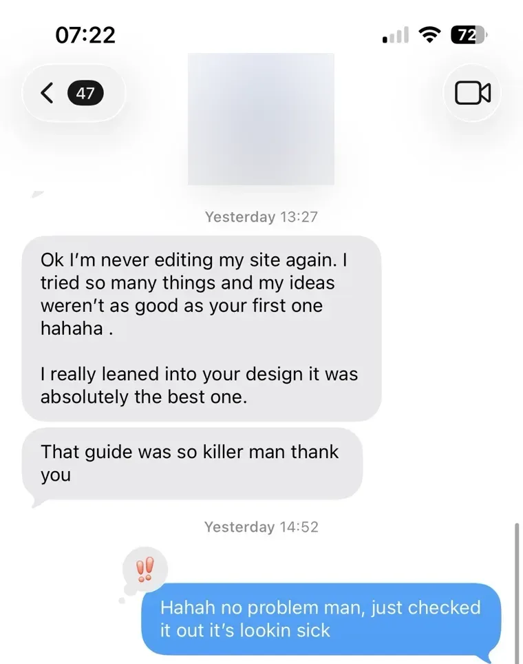 A message sent to Jaden
