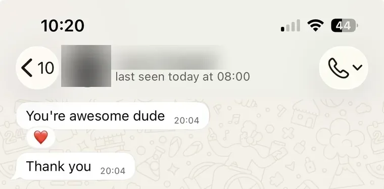 A message sent to Jaden